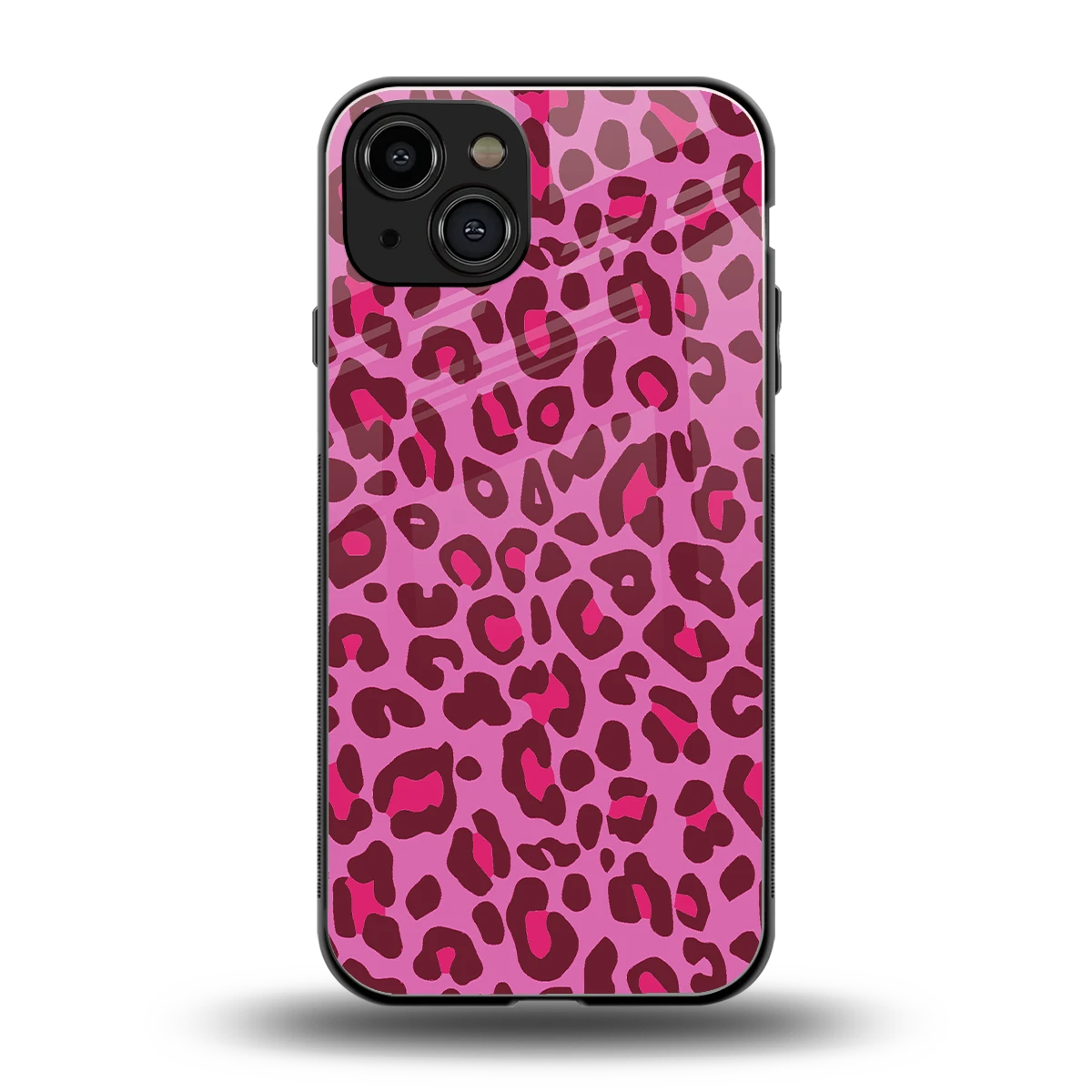 Leopard Pink back phone cover | glass case for iphone 15