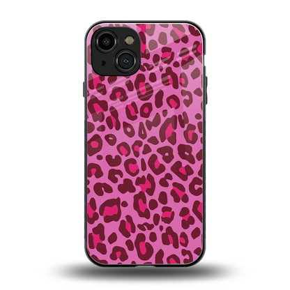 Leopard Pink back phone cover | glass case for iphone 15