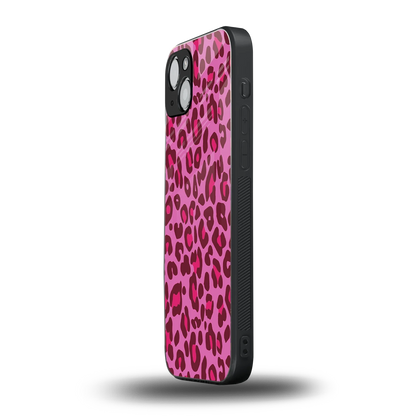 Leopard Pink iphone 15 mobile cover | shockproof glass phone case