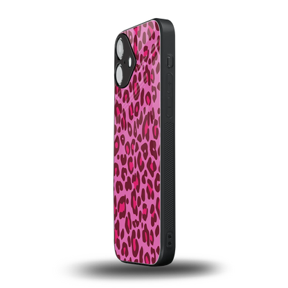 Leopard Pink iphone 16 plus mobile cover | shockproof glass phone case