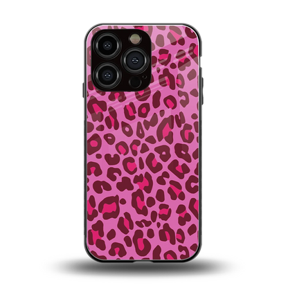 Leopard Pink back phone cover | glass case for iphone 16 pro