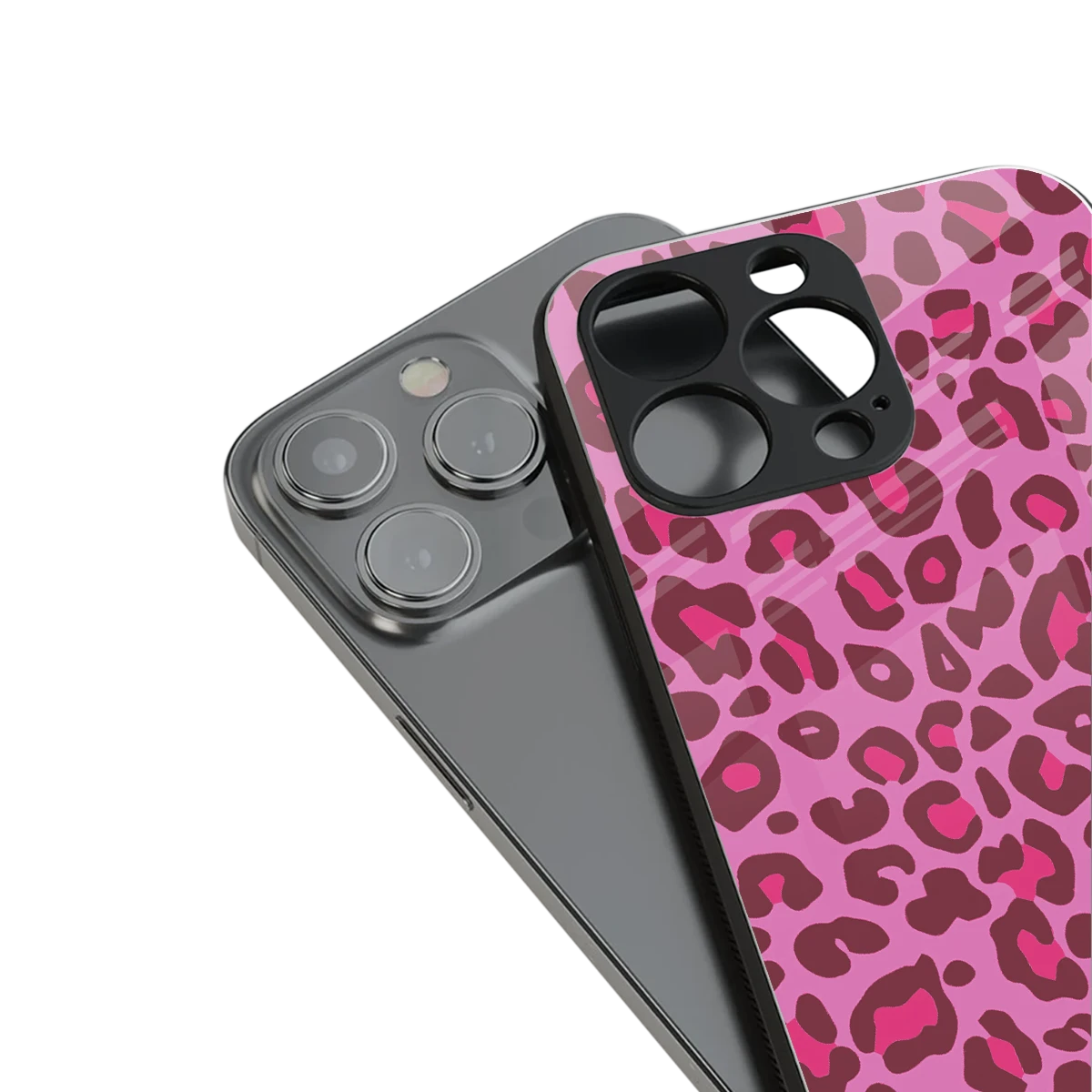 Leopard Pink stylish phone case for iphone 13 mini | glossy glass and slim fit