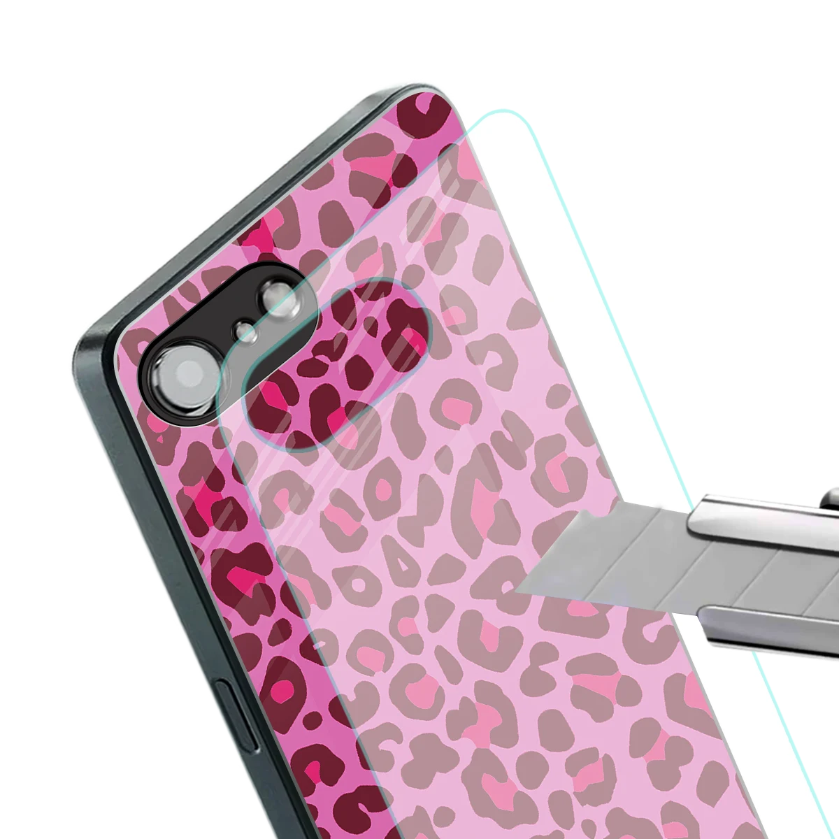 Leopard Pink stylish phone case for iphone 16e | glossy glass and slim fit
