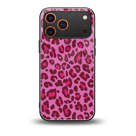 Leopard Pink back phone cover | glass case for iphone 17 pro max