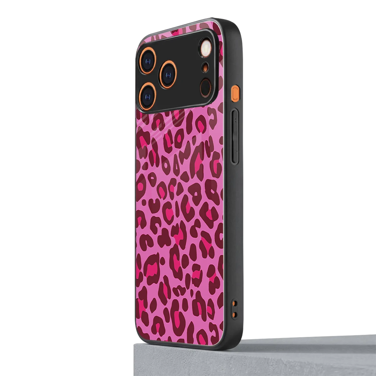 Leopard Pink iphone 17 pro max mobile cover | shockproof glass phone case