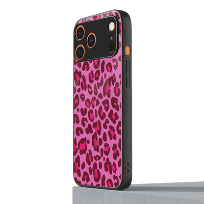 Leopard Pink iphone 17 pro max mobile cover | shockproof glass phone case