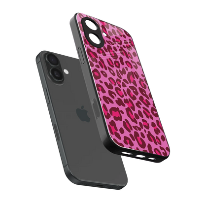 Leopard Pink sleek iphone 17 cover with tempered glass back and TPU edges