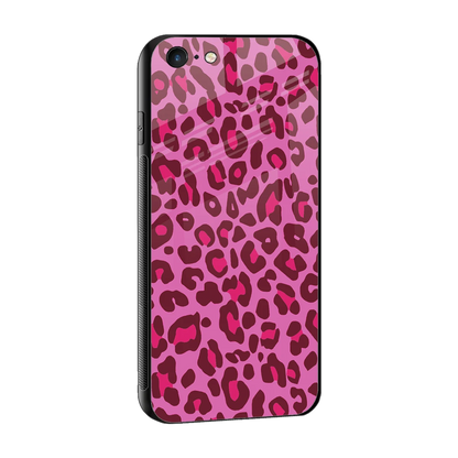 Leopard Pink sleek iphone 6 cover with tempered glass back and TPU edges