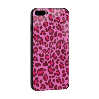 Leopard Pink sleek iphone 8 plus cover with tempered glass back and TPU edges