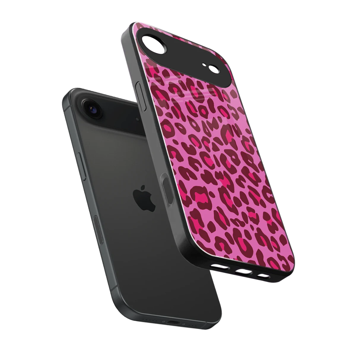 Leopard Pink sleek iphone air cover with tempered glass back and TPU edges