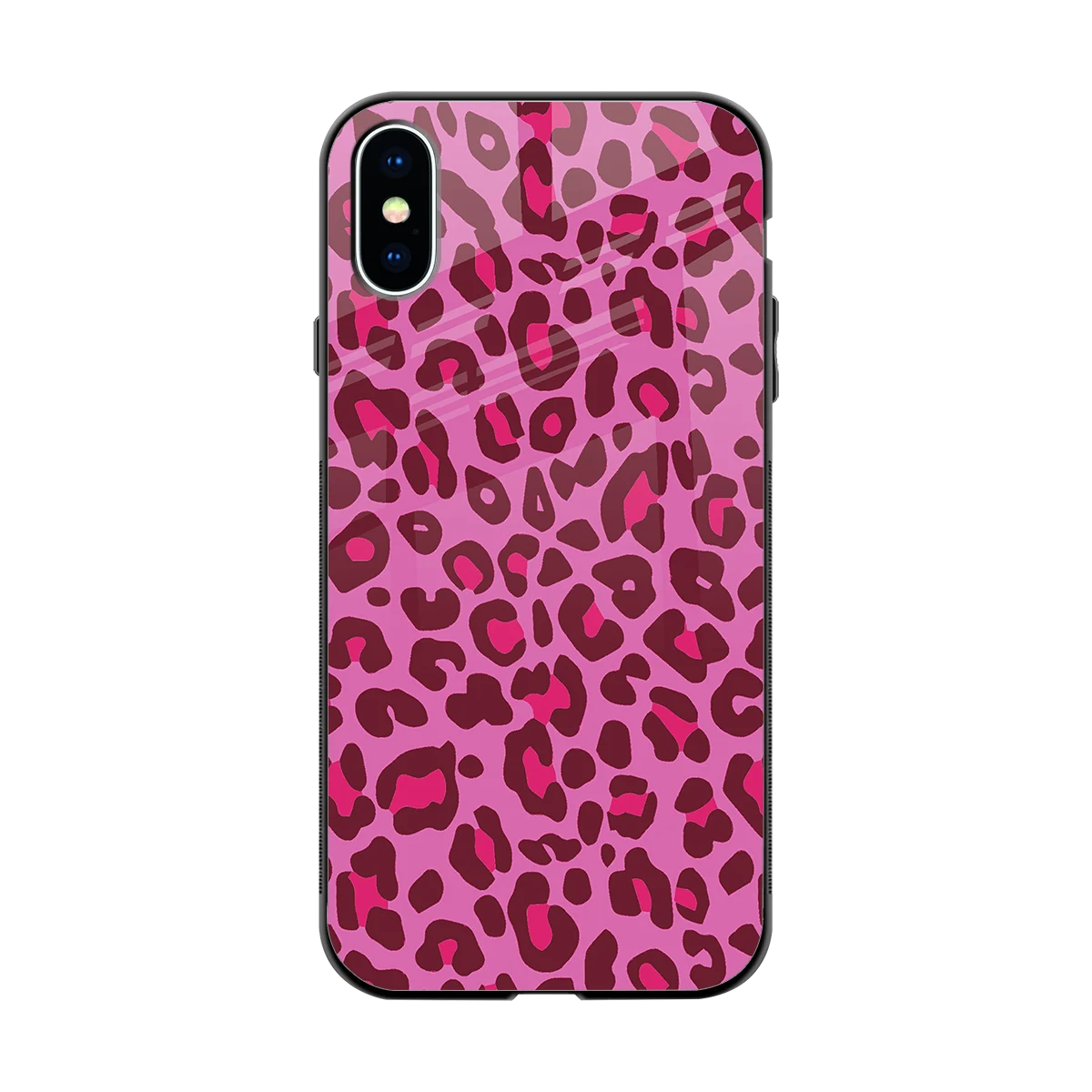 Leopard Pink back phone cover | glass case for iphone x
