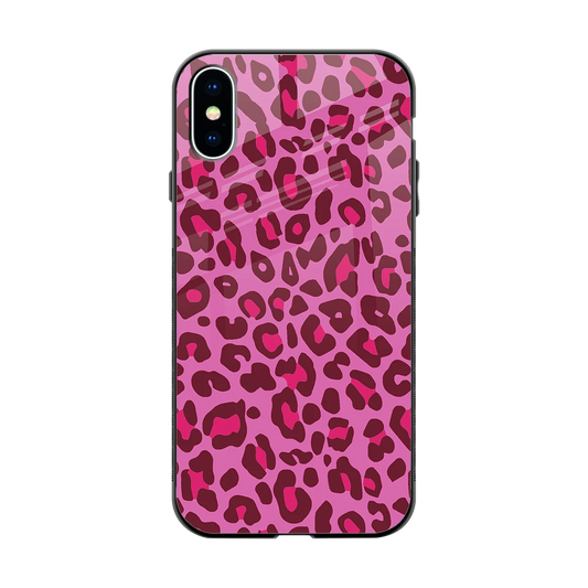 Leopard Pink back phone cover | glass case for iphone xs