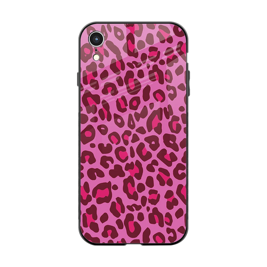 Leopard Pink back phone cover | glass case for iphone xr
