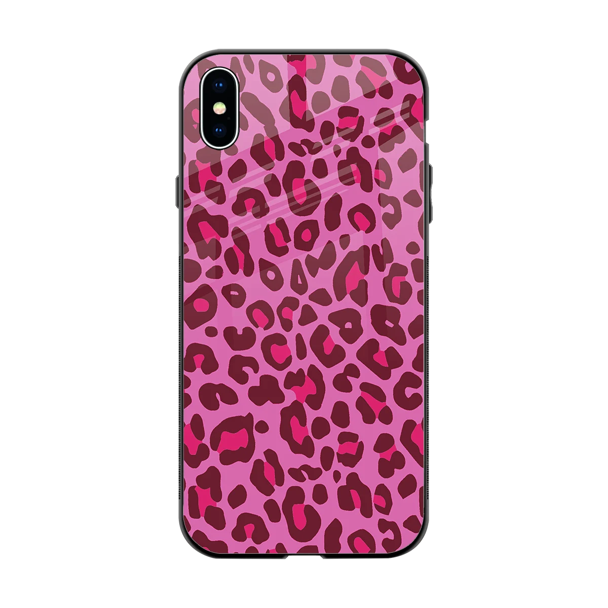 Leopard Pink back phone cover | glass case for iphone xs max