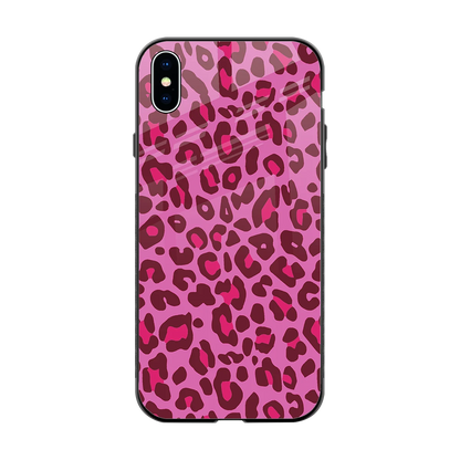 Leopard Pink back phone cover | glass case for iphone xs max