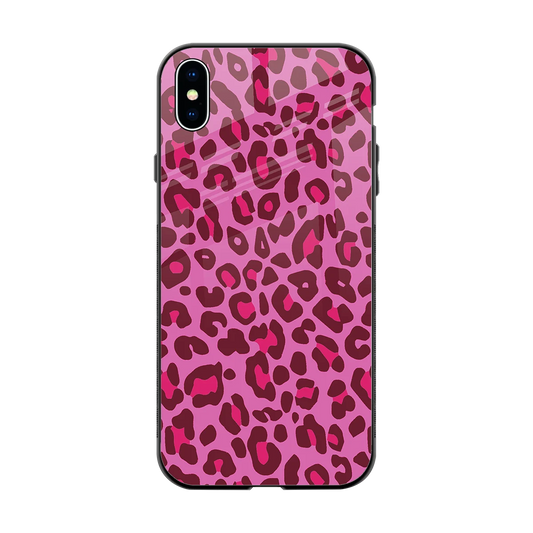 Leopard Pink back phone cover | glass case for iphone xs max
