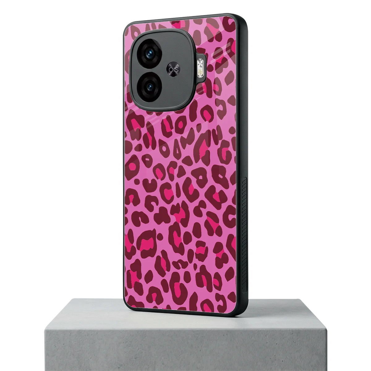 Leopard Pink iqoo neo 10r 5g mobile cover | shockproof glass phone case