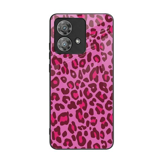 Leopard Pink back phone cover | glass case for motorola edge 40 neo 5g