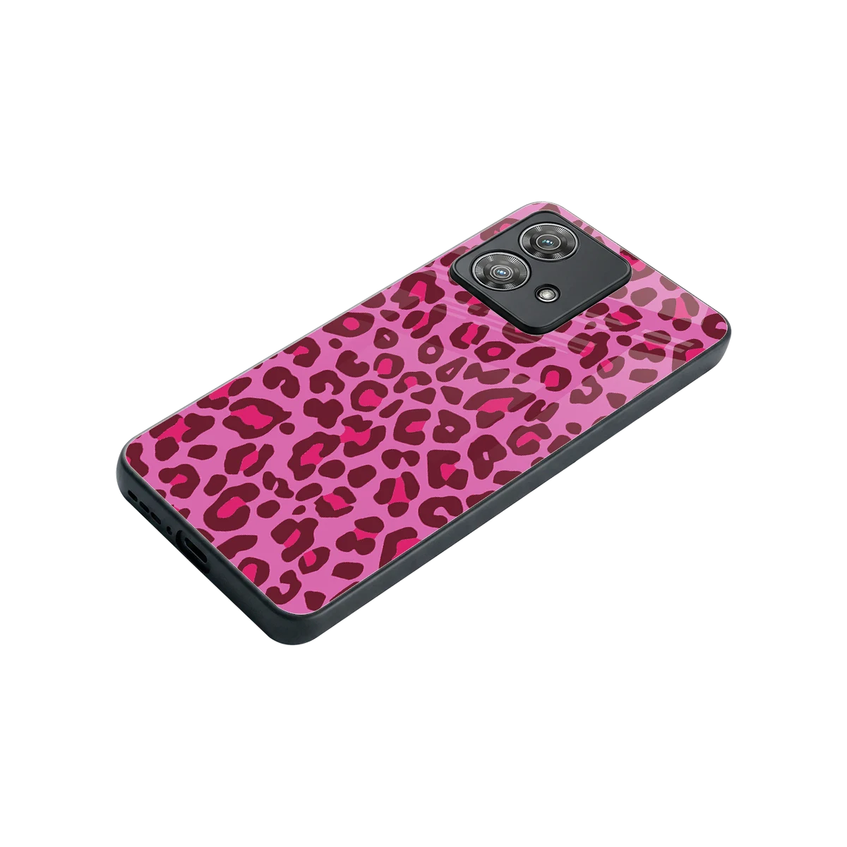 Leopard Pink stylish phone case for motorola edge 40 neo 5g | glossy glass and slim fit