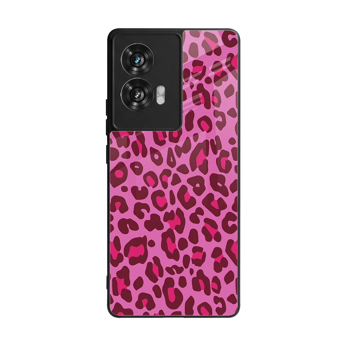 Leopard Pink back phone cover | glass case for motorola edge 50 fusion