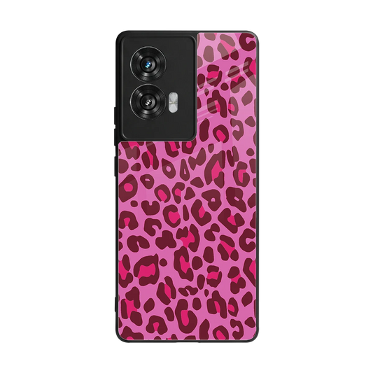 Leopard Pink back phone cover | glass case for motorola edge 50 fusion