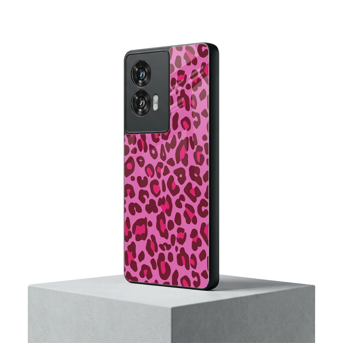 Leopard Pink motorola edge 50 fusion mobile cover | shockproof glass phone case