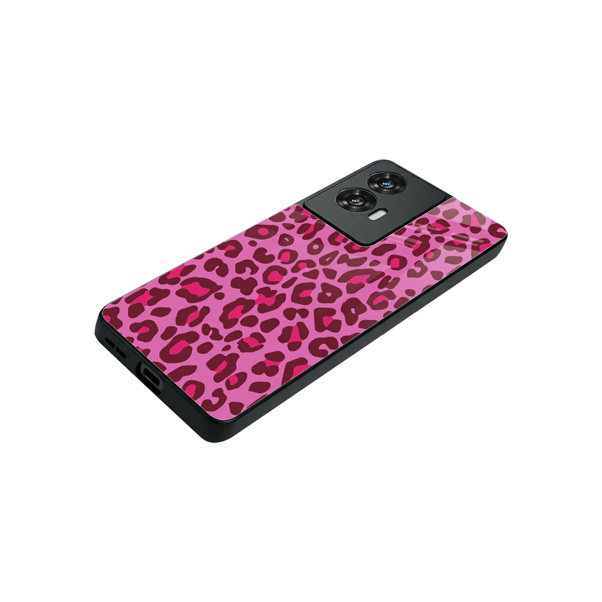 Leopard Pink stylish phone case for motorola edge 50 fusion | glossy glass and slim fit