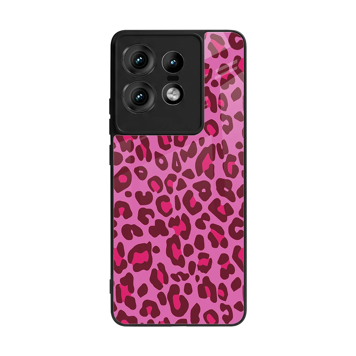 Leopard Pink back phone cover | glass case for motorola edge 50 pro
