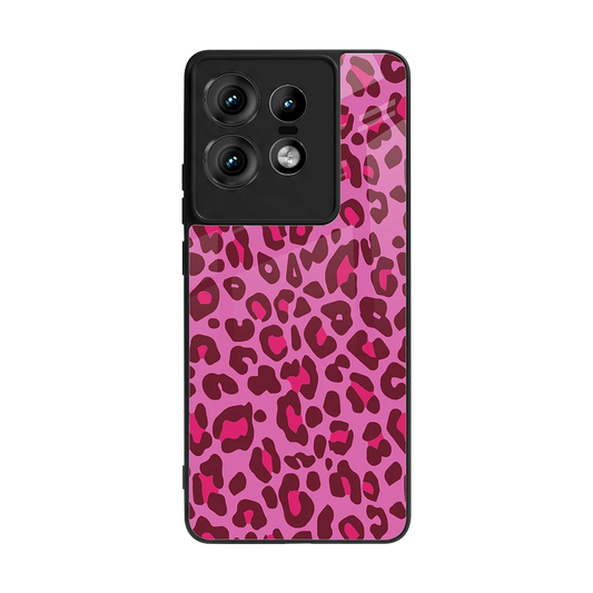 Leopard Pink back phone cover | glass case for motorola edge 50 pro