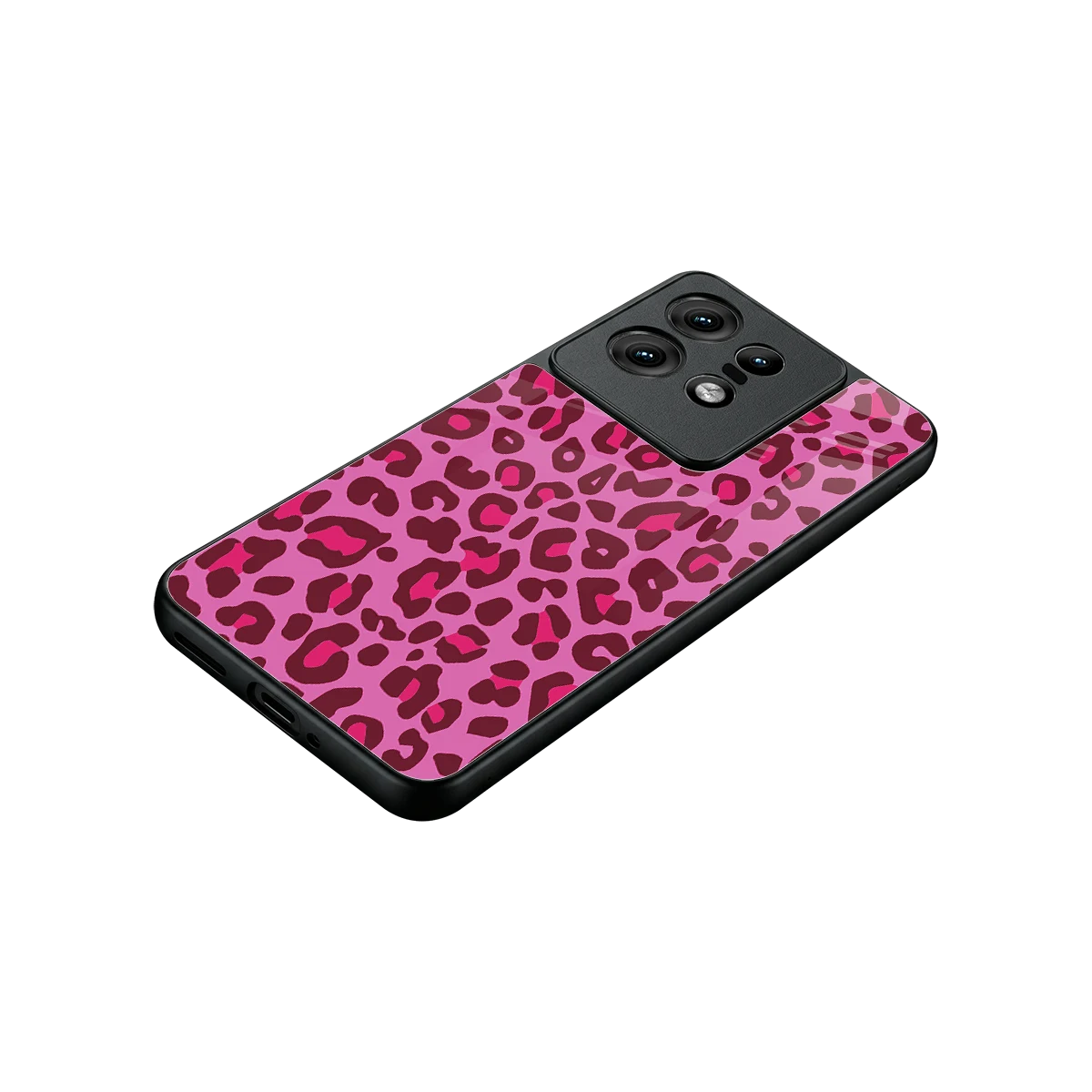 Leopard Pink stylish phone case for motorola edge 50 pro | glossy glass and slim fit