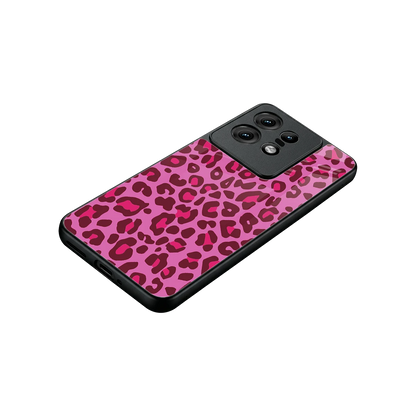 Leopard Pink stylish phone case for motorola edge 50 pro | glossy glass and slim fit