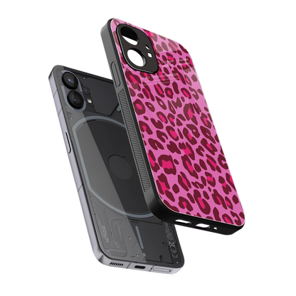 Leopard Pink sleek nothing phone 1 cover with tempered glass back and TPU edges