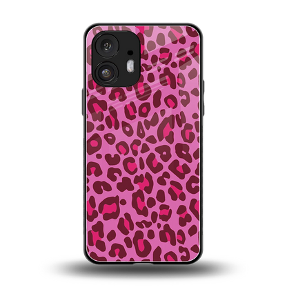 Leopard Pink back phone cover | glass case for nothing phone 2