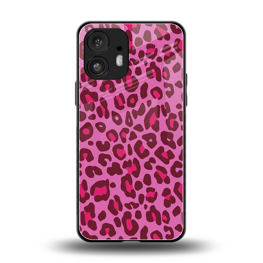 Leopard Pink back phone cover | glass case for nothing phone 2
