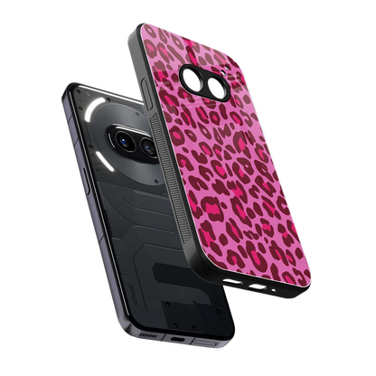 Leopard Pink sleek nothing phone 2a plus cover with tempered glass back and TPU edges