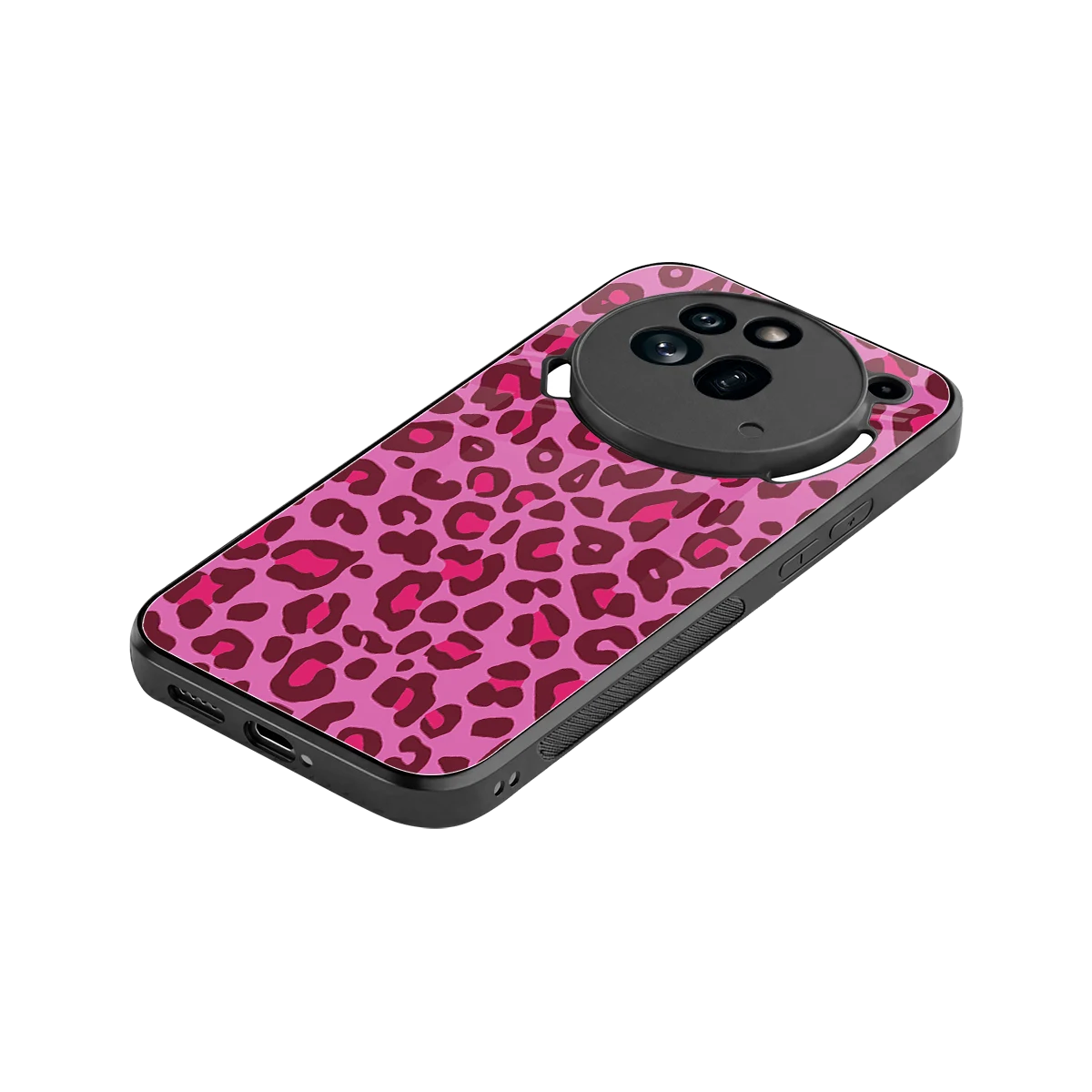 Leopard Pink stylish phone case for nothing phone 3a pro | glossy glass and slim fit