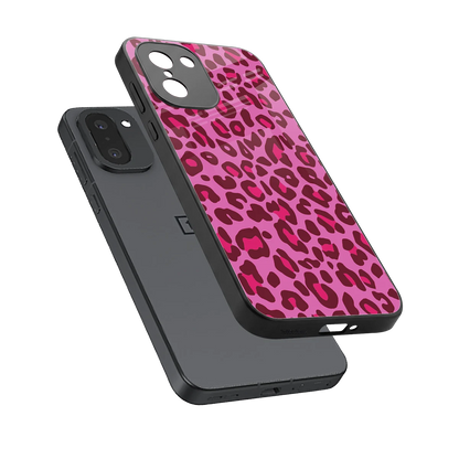 Leopard Pink sleek oneplus 15r cover with tempered glass back and TPU edges
