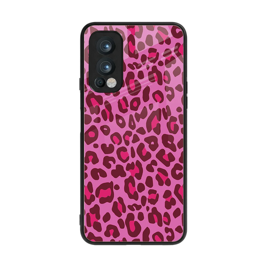 Leopard Pink back phone cover | glass case for oneplus nord 2