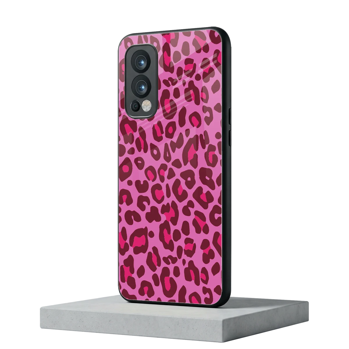 Leopard Pink oneplus nord 2 mobile cover | shockproof glass phone case