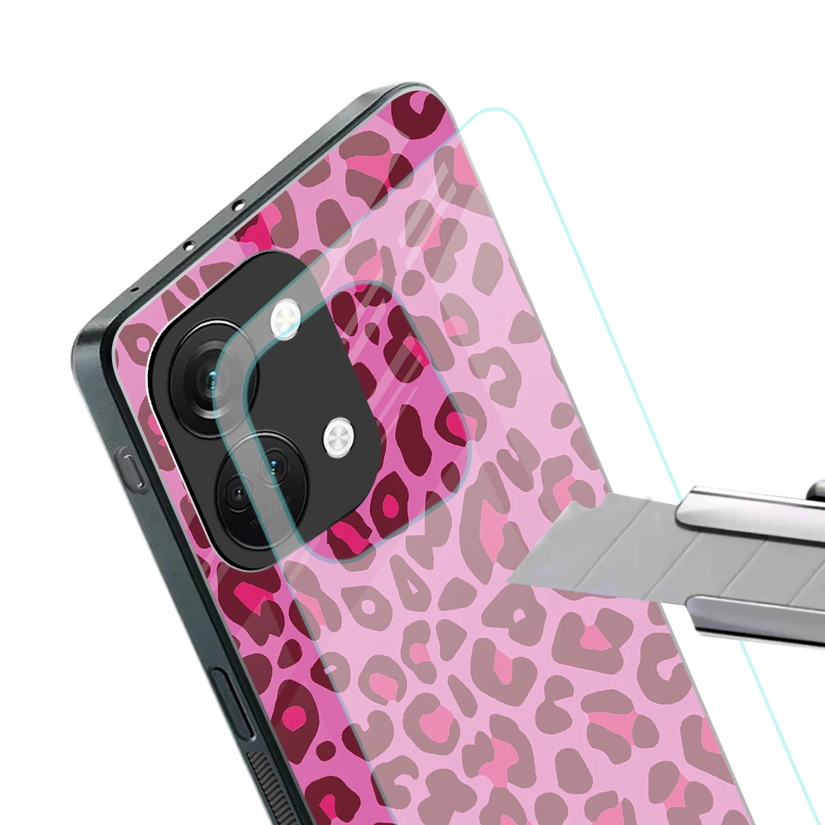 Leopard Pink stylish phone case for oneplus nord 3 | glossy glass and slim fit