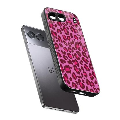 Leopard Pink sleek oneplus nord 4 cover with tempered glass back and TPU edges
