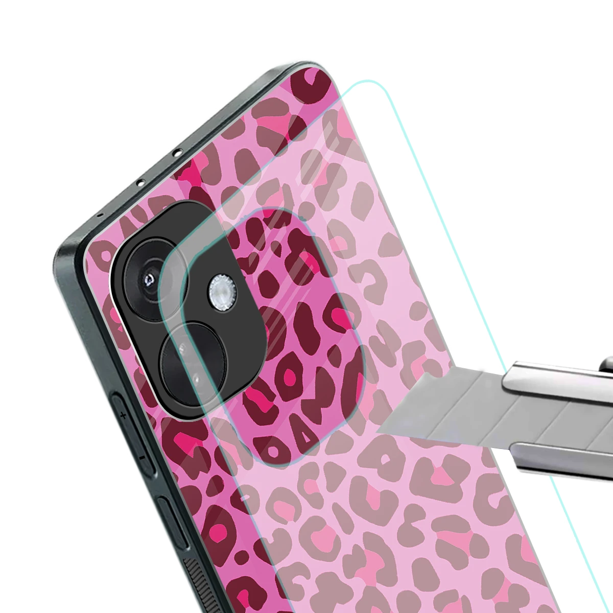 Leopard Pink stylish phone case for oneplus nord ce 3 | glossy glass and slim fit