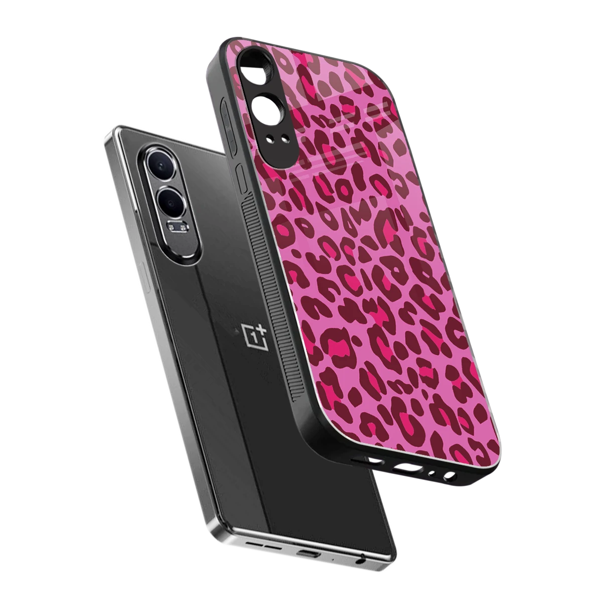 Leopard Pink sleek oneplus nord ce 4 lite cover with tempered glass back and TPU edges