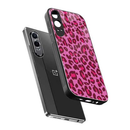 Leopard Pink sleek oneplus nord ce 4 lite cover with tempered glass back and TPU edges