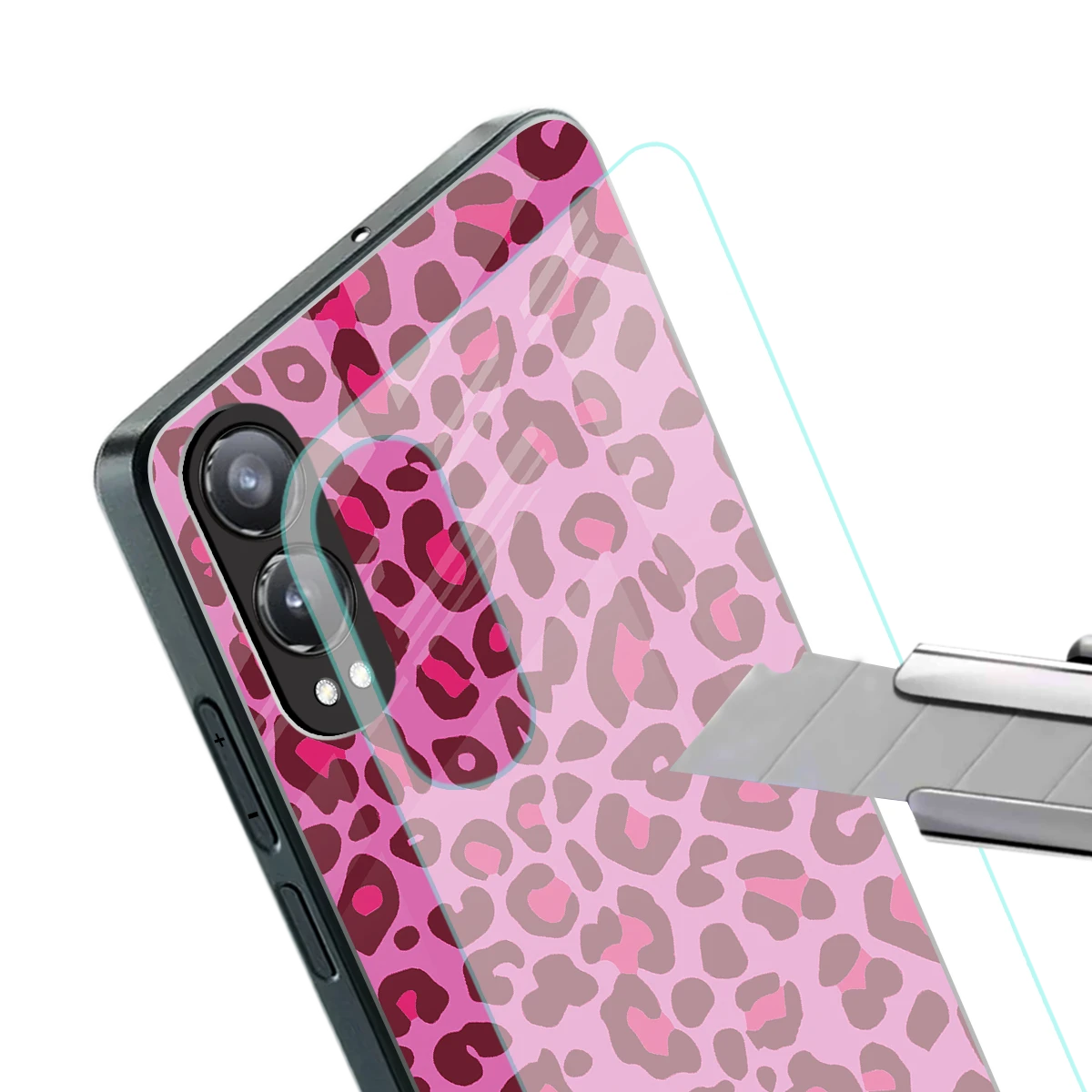 Leopard Pink stylish phone case for oneplus nord ce 4 lite | glossy glass and slim fit