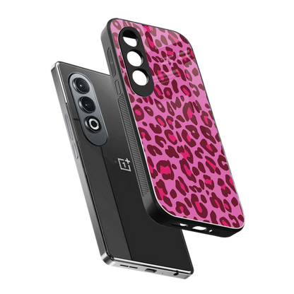 Leopard Pink sleek oneplus nord ce 4 cover with tempered glass back and TPU edges