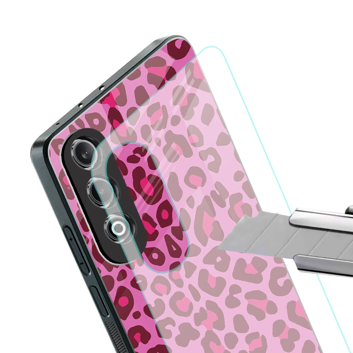 Leopard Pink stylish phone case for oneplus nord ce 4 | glossy glass and slim fit