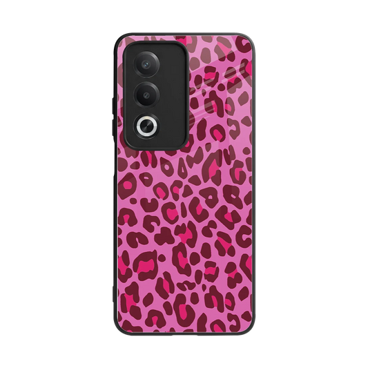 Leopard Pink back phone cover | glass case for oppo a3 pro