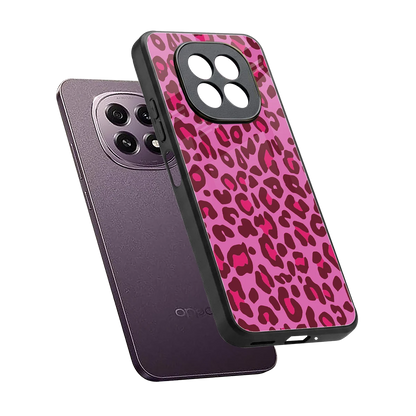 Leopard Pink sleek oppo f29 5g cover with tempered glass back and TPU edges