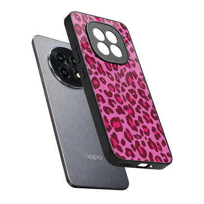 Leopard Pink sleek oppo f29 pro 5g cover with tempered glass back and TPU edges